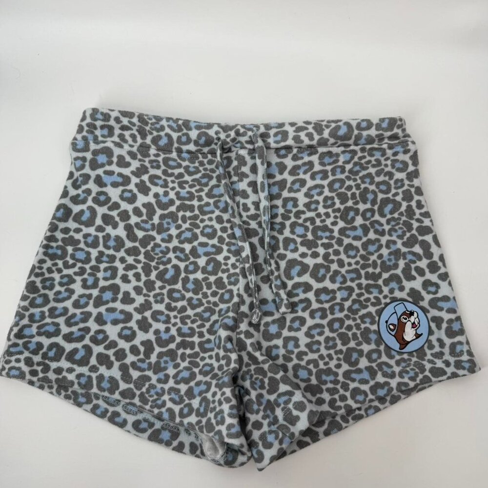 Buc-ee's blue cheetah print shorts Size Young L NWOT